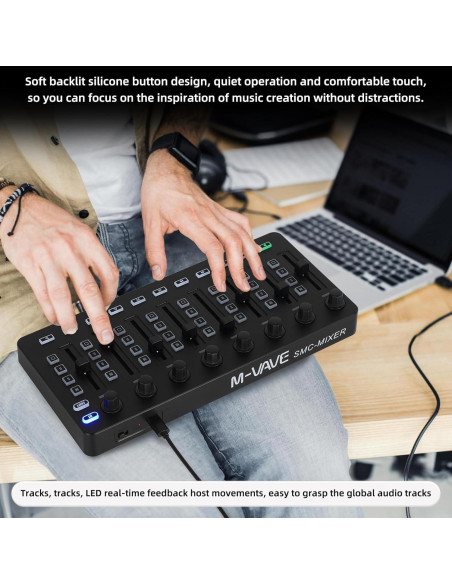 Controlador MIDI Inalámbrico M-VAVE 25 Teclas Bluetooth Negro Controlador MIDI Inalámbrico M-VAVE 25 Teclas Bluetooth Negro