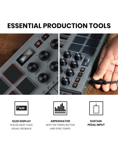 Controlador MIDI USB Akai MPK Mini MK3 25 Teclas Gris