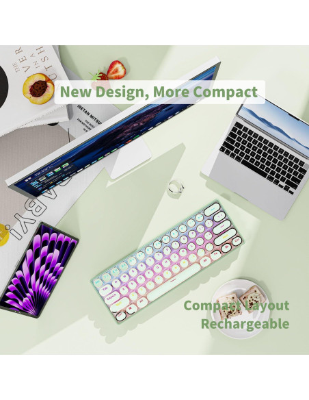 Teclado Mecánico Inalámbrico EWEADN G61 Verde 60% Retroiluminado Teclado Mecánico Inalámbrico EWEADN G61 Verde 60% Retroiluminado