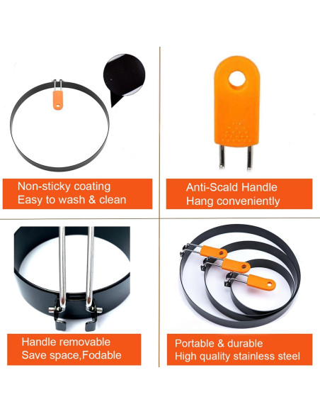 Anillos de Pancake y Huevo WOWITIS 15 cm - Acero Inoxidable Anillos de Pancake y Huevo WOWITIS 15 cm - Acero Inoxidable