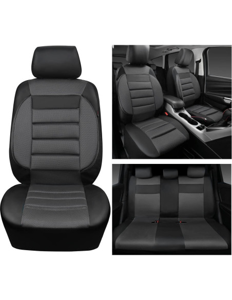 Fundas de Asiento de Coche CAR PASS zt-0010PU Gris Carbón Fundas de Asiento de Coche CAR PASS zt-0010PU Gris Carbón