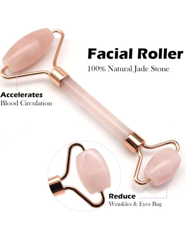 Juego de Gua Sha y Rodillo Facial Samherome - Jade Rosa Natural