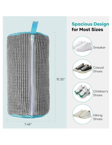 Bolsa de Lavadora de Zapatos TIKIWIK Gris 2 Piezas 39x19 cm