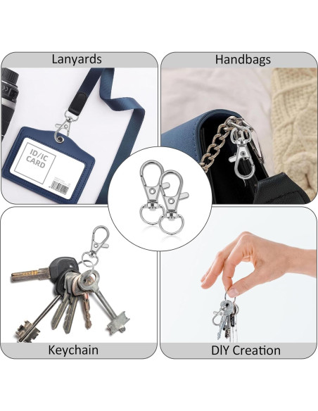 100 Ganchos Giratorios de Lanyard DSUWAZU, Clip de Metal Plata 100 Ganchos Giratorios de Lanyard DSUWAZU, Clip de Metal Plata