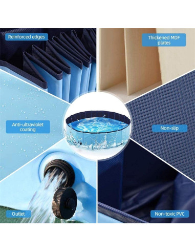 Piscina Plegable para Perros Onirii 121.92cm Azul PVC