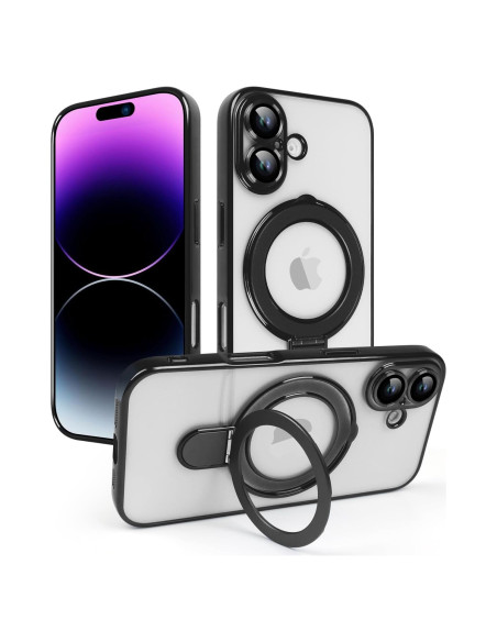 Funda Magnética Omio para iPhone 16 Titanio Negro con Soporte Funda Magnética Omio para iPhone 16 Titanio Negro con Soporte