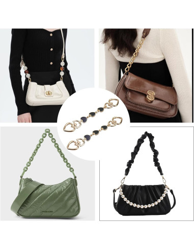 Extensor de Correa para Bolsa Corazón 2 Piezas Metal Negro