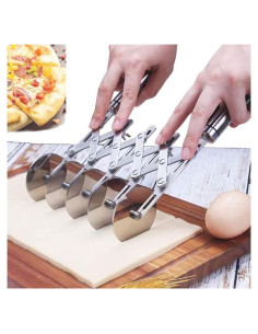 Cortador de Pizza y Fideos MTOMDY de Acero Inoxidable 5 Ruedas