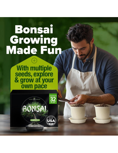 Kit de Bonsai HOME GROWN - Cultiva 4 Árboles - Regalo Único