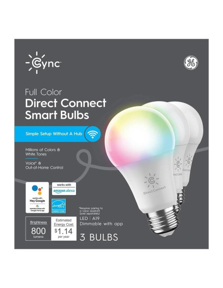 Bombillas LED Inteligentes GE Lighting CYNC A21, Paquete de 3 Bombillas LED Inteligentes GE Lighting CYNC A21, Paquete de 3