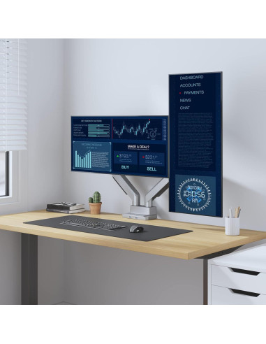 Soporte Doble para Monitor WALI GSMU002 Ajustable USB Plata