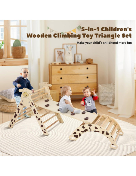 Conjunto de Escalada Montessori FAHKNS 5 en 1 Plegable Natural