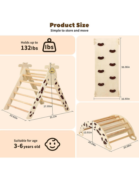 Conjunto de Escalada Montessori FAHKNS 5 en 1 Plegable Natural