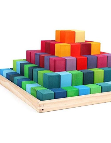 Bloques Arcoíris X-Large Pirámide 100 Piezas Madera Educativos