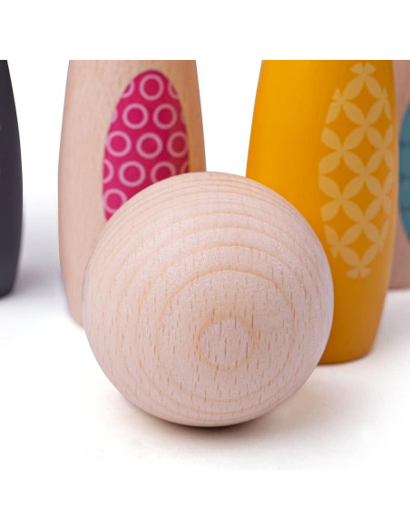 Juego de Bolos de Animales de Madera Bigjigs Toys - 6 Bolos y Pelota Juego de Bolos de Animales de Madera Bigjigs Toys - 6 Bolos y Pelota