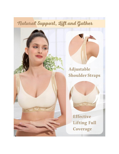 Sujetador Push Up Inalámbrico para Mujeres Sin Aros Blanco M