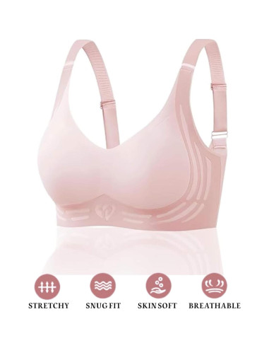 Sujetador Push Up Inalámbrico para Mujeres Sin Aros Rosa M