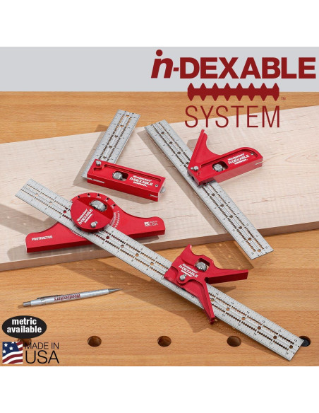Sistema Cuadrado inDexable Woodpeckers 457 mm con Transportador Sistema Cuadrado inDexable Woodpeckers 457 mm con Transportador