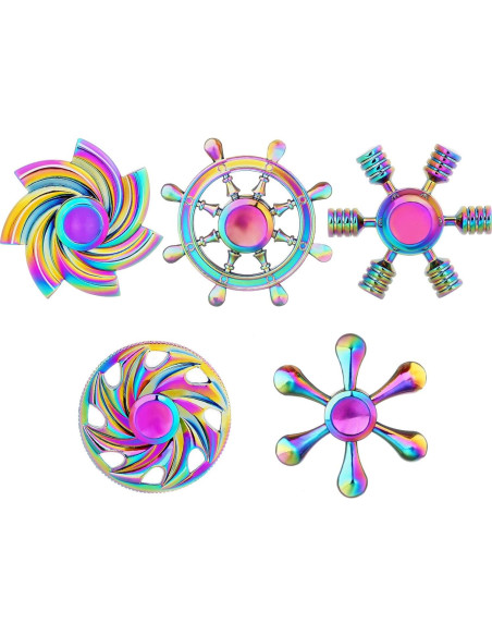 Spinner Fidget de Metal SCIONE - Paquete de 5 Juguetes Sensoriales Spinner Fidget de Metal SCIONE - Paquete de 5 Juguetes Sensoriales