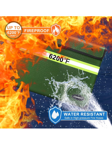 Bolsa a Prueba de Fuego ZYMMYZ 35.31x26.94cm Verde