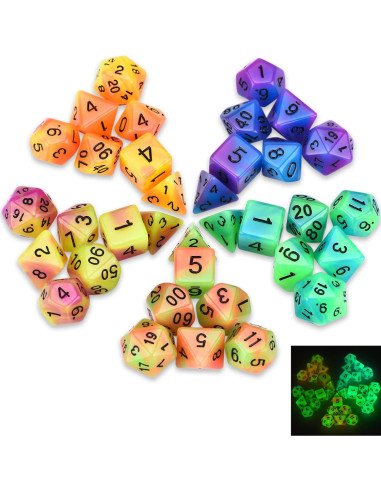 Juego de Dados DND Brillantes Amiven 77 Piezas para Rol