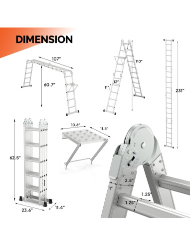 Escalera Plegable LUISLADDERS 5.64m Aluminio 7 en 1