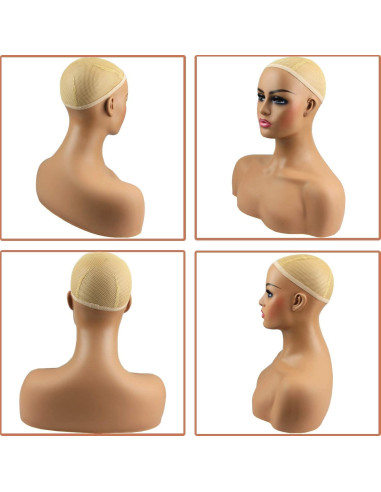 Cabeza de Maniquí Femenino Realista PVC 51.8 cm Soporte Pelucas