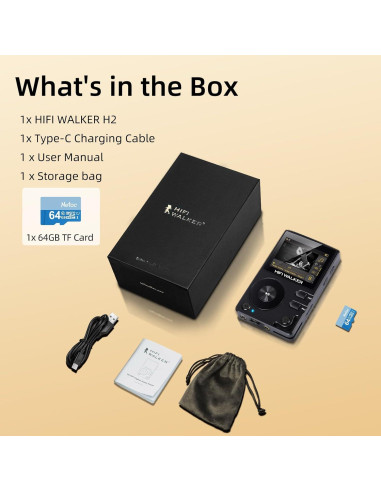 Reproductor MP3 HIFI WALKER H2 Bluetooth 64GB Audio HD