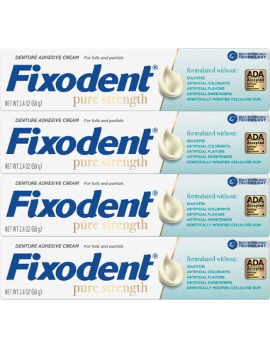 Adhesivo para Dentaduras Fixodent Pure Strength 4x70g