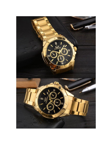 Reloj Clásico DREAMING Q&P Fq-005 Acero Inoxidable Dorado