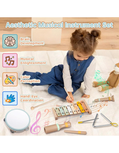Set de Instrumentos Musicales de Madera Rmischolar para Bebés Set de Instrumentos Musicales de Madera Rmischolar para Bebés