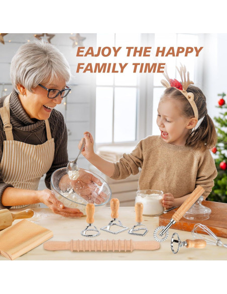 Juego de Herramientas para Hacer Pasta PARBEE 9 Pcs Madera Juego de Herramientas para Hacer Pasta PARBEE 9 Pcs Madera