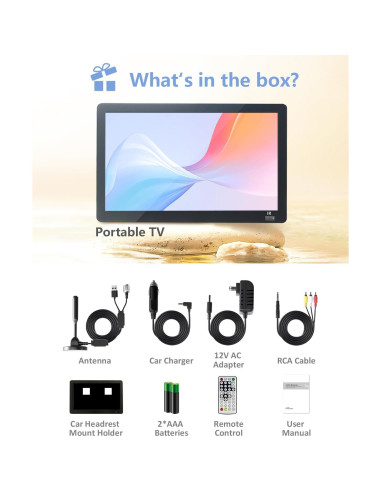 Televisor portátil NORTHING 14" LCD 1080P con HDMI y USB