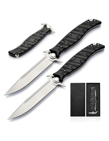 Cuchillo Plegable JUNZHIZHE de Acero D2, 25.9 cm, Camping