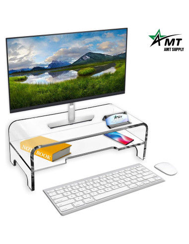 Soporte Elevador de Monitor AMT Acrílico 2 Niveles 14 cm