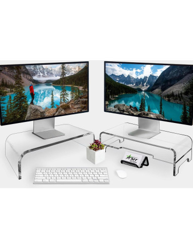 Soporte Elevador de Monitor AMT Acrílico 2 Niveles 14 cm