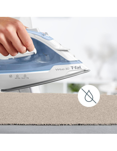 Plancha de Vapor Tefal Virtuo 30, 1400W, Suela Cerámica, Azul