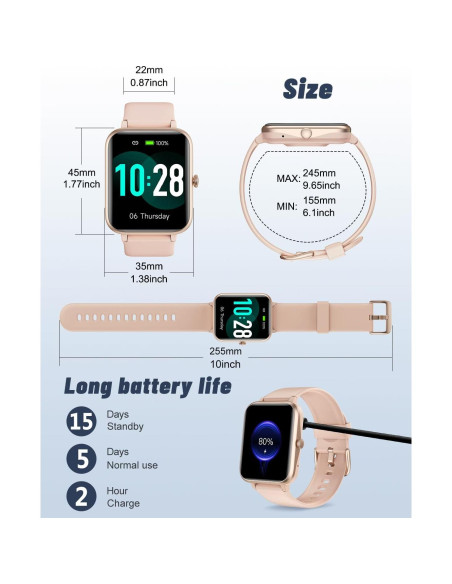 Reloj Inteligente GRV Rosa IP68 Fitness y Llamadas Reloj Inteligente GRV Rosa IP68 Fitness y Llamadas