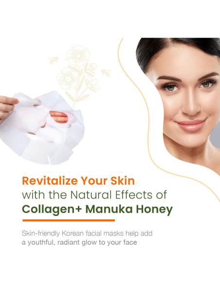 Mascarilla Facial Klar & Co Colágeno y Miel de Manuka - 5 Pzas Mascarilla Facial Klar & Co Colágeno y Miel de Manuka - 5 Pzas