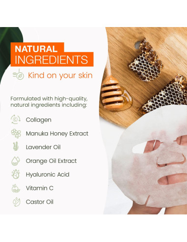 Mascarilla Facial Klar & Co Colágeno y Miel de Manuka - 5 Pzas