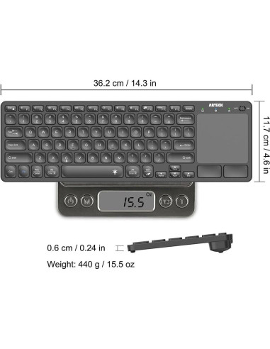 Teclado Bluetooth Arteck HB305-4B con Touchpad y 7 Colores