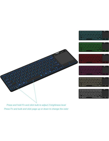 Teclado Bluetooth Arteck HB305-4B con Touchpad y 7 Colores Teclado Bluetooth Arteck HB305-4B con Touchpad y 7 Colores