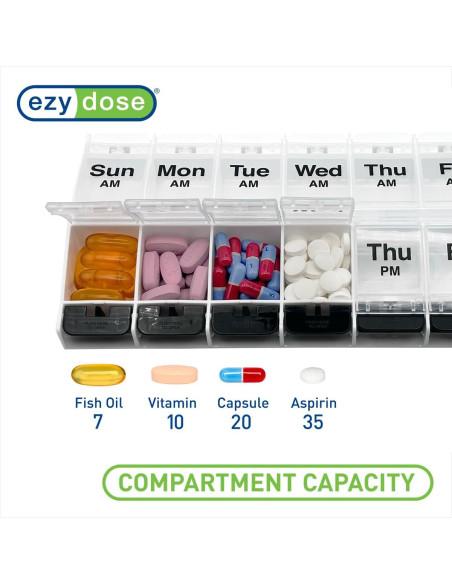 EZY DOSE Planificador de Pastillas Semanal 7 Días AM/PM EZY DOSE Planificador de Pastillas Semanal 7 Días AM/PM