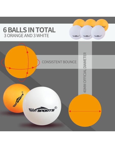 Set de Palas de Ping Pong WIn SPORTS con 6 Pelotas Set de Palas de Ping Pong WIn SPORTS con 6 Pelotas