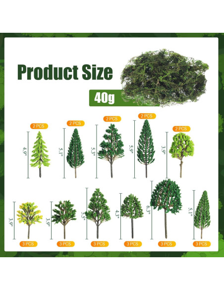 Tigeen 28 Piezas Árboles Miniatura y Musgo Verde Artificial Tigeen 28 Piezas Árboles Miniatura y Musgo Verde Artificial
