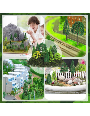 Tigeen 28 Piezas Árboles Miniatura y Musgo Verde Artificial