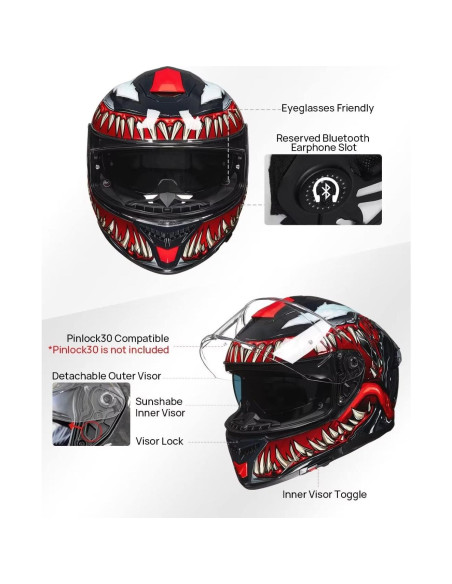 Casco Integral ILM 861A Doble Visera Mediano LaNoche Casco Integral ILM 861A Doble Visera Mediano LaNoche