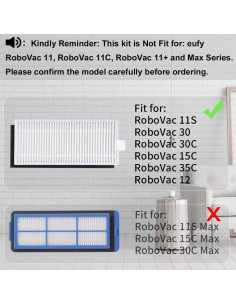 Kit de Repuestos Eufy RoboVac 11S 30 30C 15C 12 35C - 6 Filtros 6 Cepillos 2