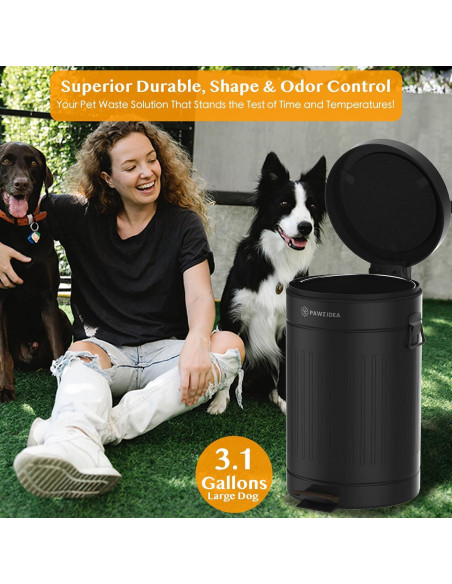 Cubo de Basura PAWZIDEA 11.7L para Excremento de Perro Negro Cubo de Basura PAWZIDEA 11.7L para Excremento de Perro Negro