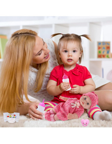 Muñeca de Bebé DONTNO 30 cm con Ropa y Accesorios